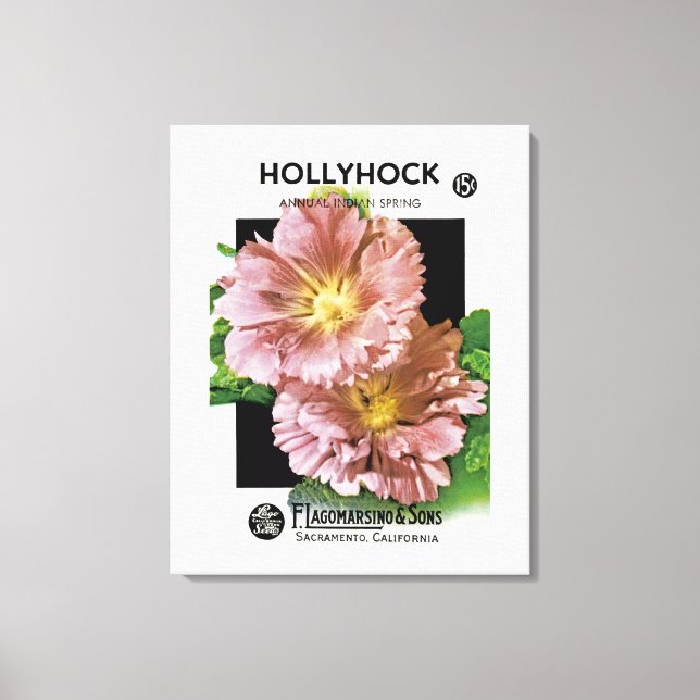 Toile Packet Vintage de semences Hollyhock (Recto)