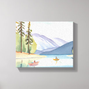 Toile Pagaie sur le lac   Aquarelle de paysage