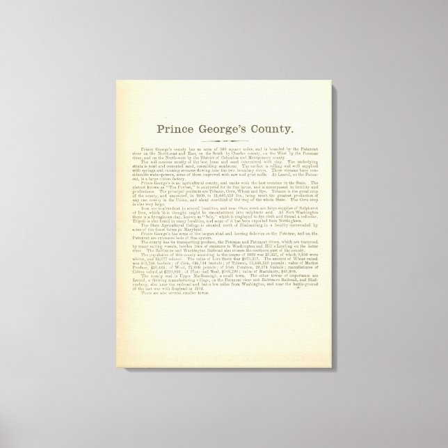 Toile Page de texte Comté de Prince George (Recto)