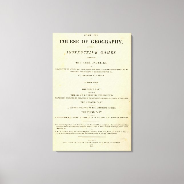 Toile Page de titre Cours complet de géographie (Recto)