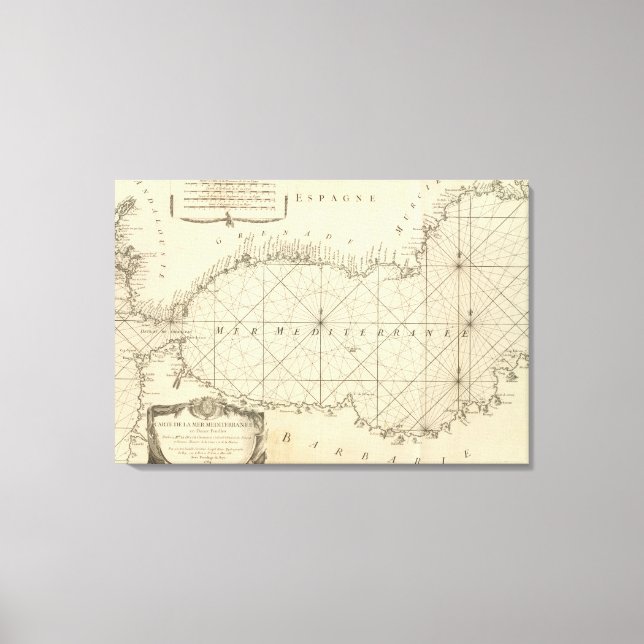 Toile Page de titre de la carte de la mer Méditerranée (Recto)