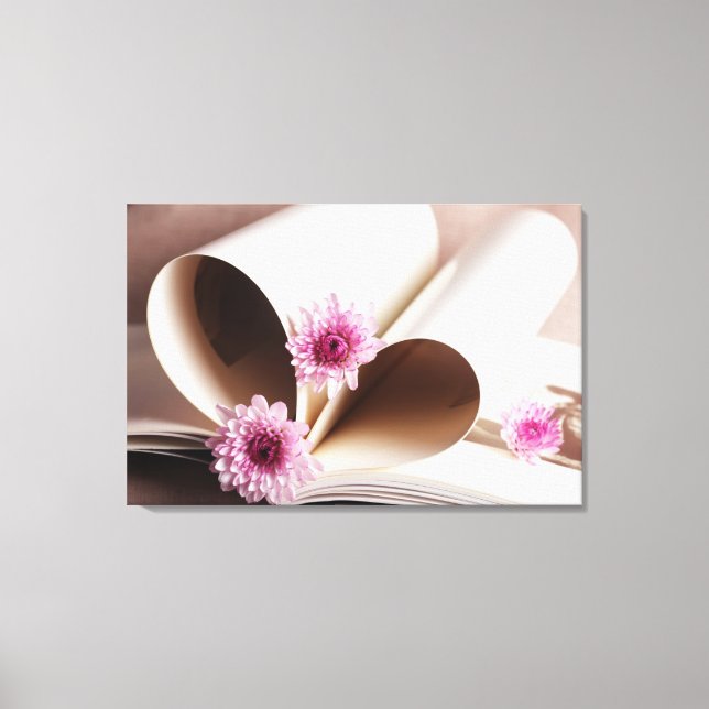 Toile Pages d'un livre en forme de coeur (Recto)