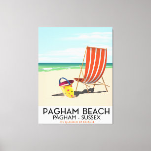 Toile Pagham Beach Sussex affiche de voyage vintage