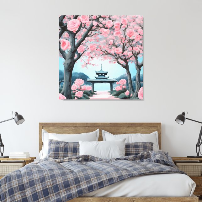 Toile Pagode des fleurs de cerisier japonais (Insitu(Chambre))