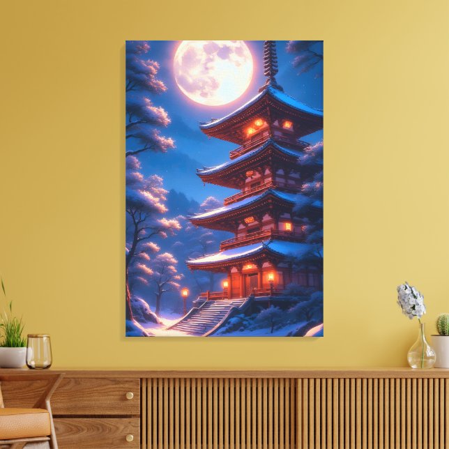Toile Pagode mystique sous le ciel lunaire (Insitu(Salon))