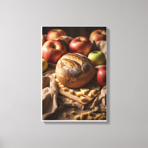 Toile Pain Artisanal Rustique aux Pommes Rouges et Verte