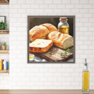 Toile Pain rustique et huile d'olive   Mur de cuisine