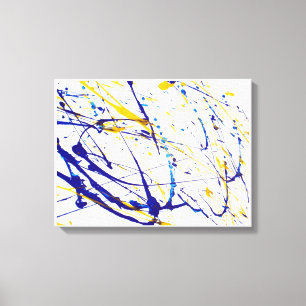 Toile Paint bleu Abstrait et jaune