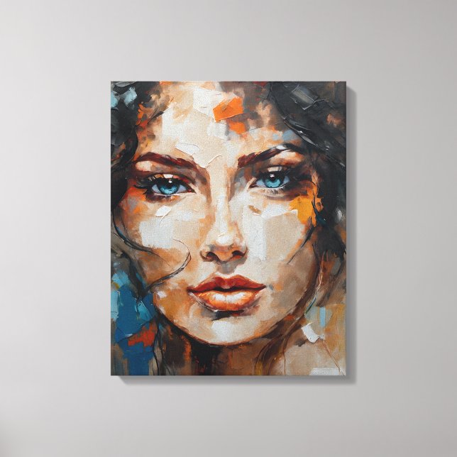 Toile Painting woman's face print on canvas (Recto)