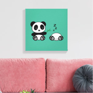 Toile Paire de mignons petits pandas sur vert