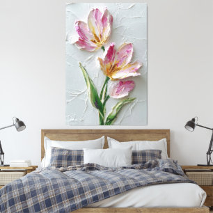 Toile Paire de tulipes roses - Abstraction texturée - Ar