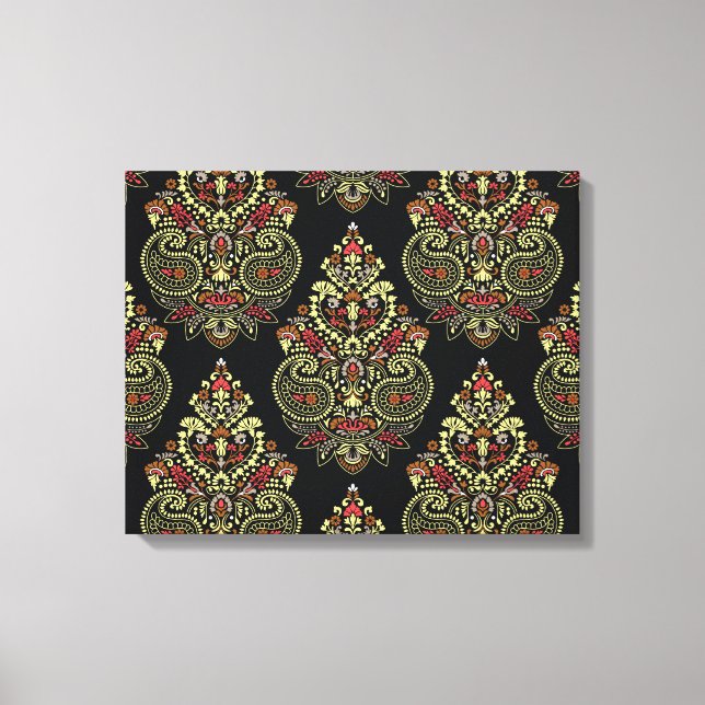 Toile Paisley, arrière - plan noir géométrique (Recto)