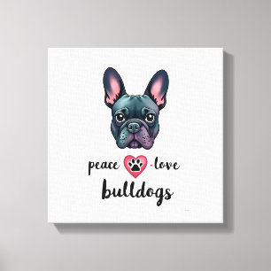 Toile Paix Amour Bouledogues Galaxie Vintage Bouledogue