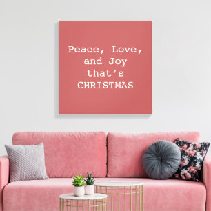 Toile Paix, Amour & Joie – Citation de Noël Personnalisé