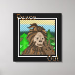 Toile Paix | Bigfoot Sasquatch Pop Art<br><div class="desc">Dessin tiré à la main Bigfoot ou Sasquatch dans un style pop art rétro tenant une enseigne de paix.</div>
