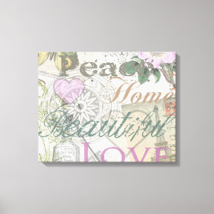 Toile Paix Vintage Maison Amour Beau