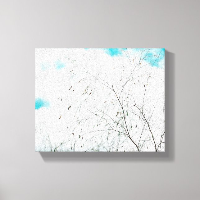 Toile Pale Pastel Bleu Clair Turquoise Arbre Branches Ci (Recto)
