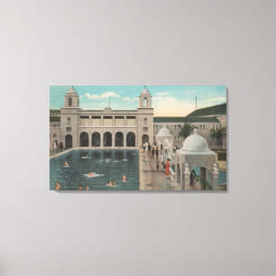 Toile Palm Beach, FL - Vue extérieure de la piscine et d