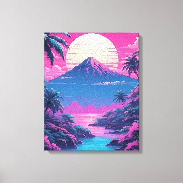 Toile Palm Paradise : Une escapade paisible au coucher d (Recto)