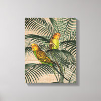 Palm Tree Budgerigar Parrot Rustique Hessie Canvas