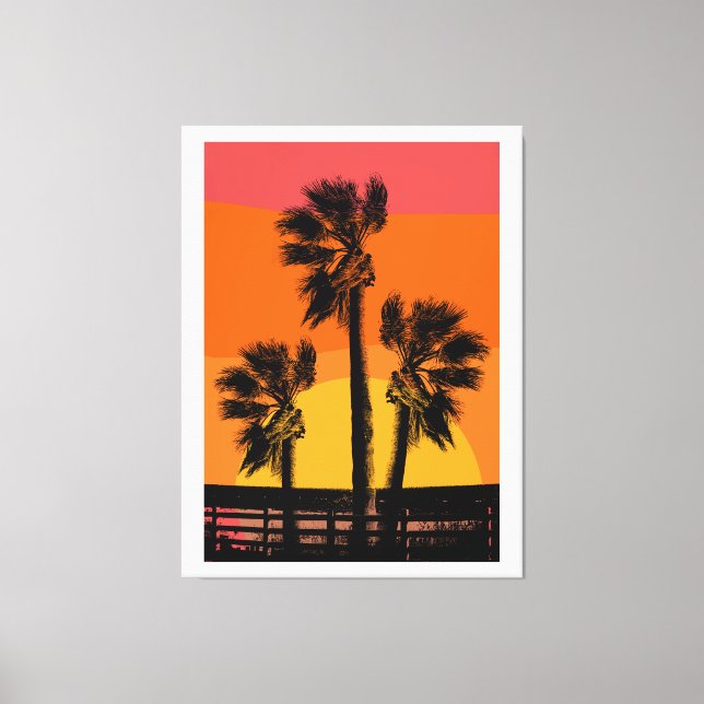 Toile Palmier de la plage de Sunset (Recto)