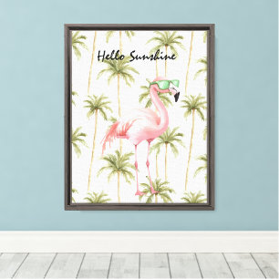 Toile Palmier Flamant Rose