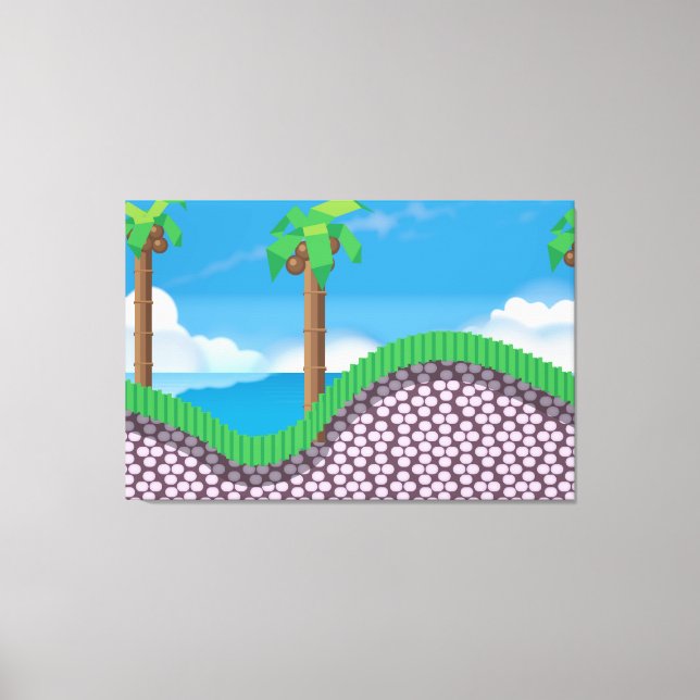 Toile Palmiers de jeu vidéo vintage. (Recto)