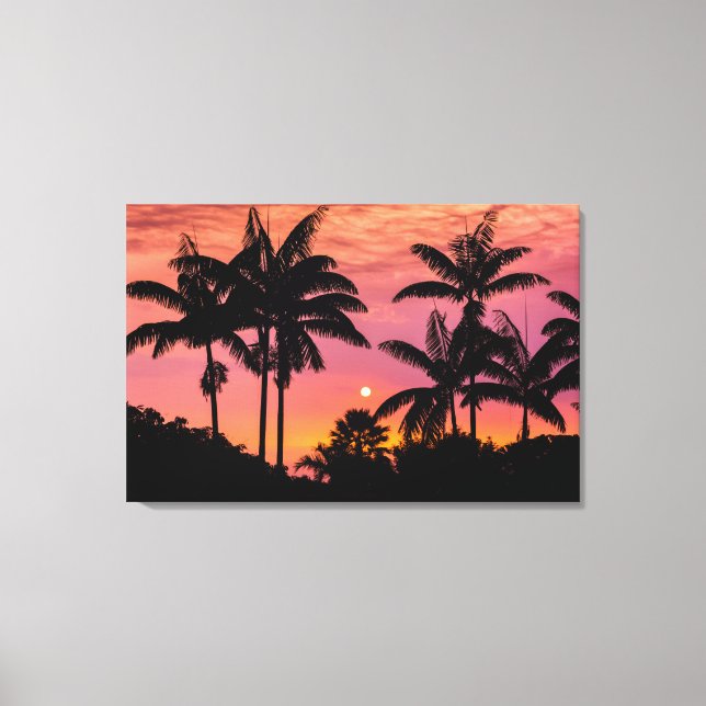 Toile Palmiers en silhouette, Hawaï (Recto)