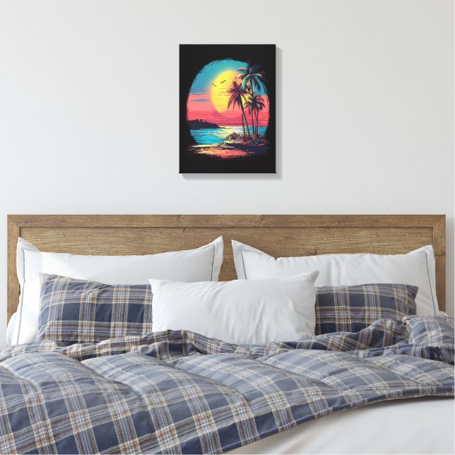 Toile Palmiers et plage (Insitu(Chambre))