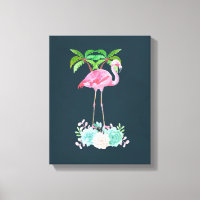Palmiers Flamants roses roses et succulents florau