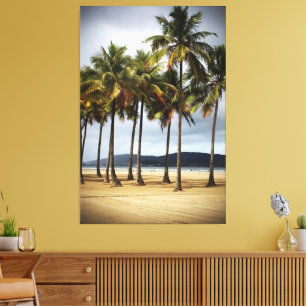 Toile Palmiers sur la plage Gonzaga, Santos, Brésil