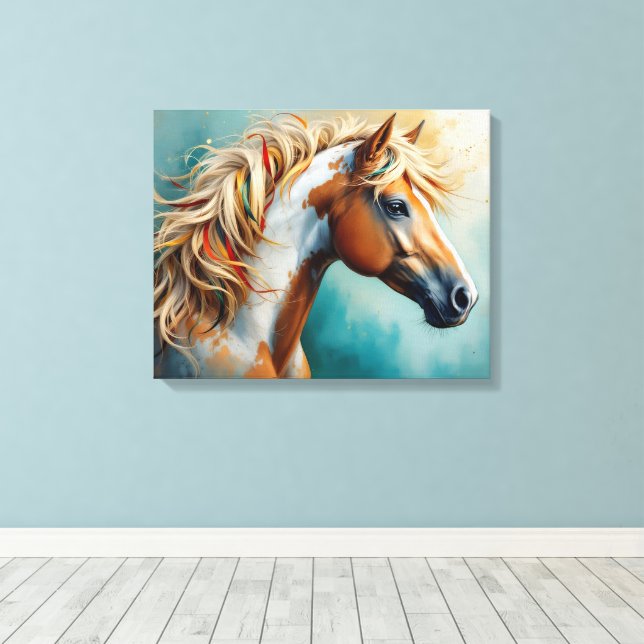 Toile Palomino Peinture Mustang Portrait (Insitu (Plancher de Bois))