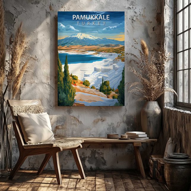 Toile Pamukkale Turkey Travel Poster Canvas Wall Art (Pamukkale Turkey Travel Poster Canvas Wall Art by TinkPrints.)