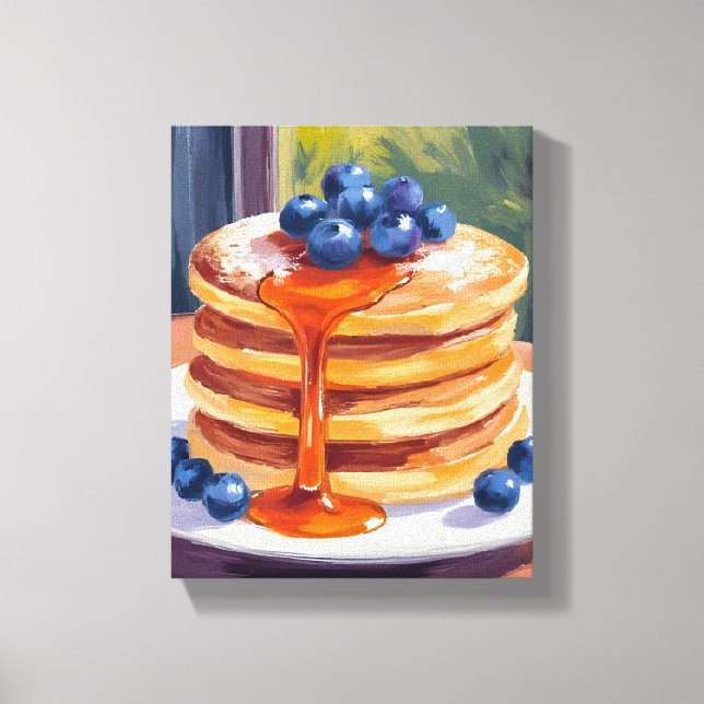 Toile Pancakes aux bleuets | Peinture à l'huile (Recto)