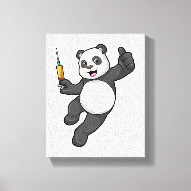 Toile Panda à la vaccination avec seringue (Recto)