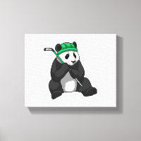 Panda au hockey sur glace avec bâton de hockey sur