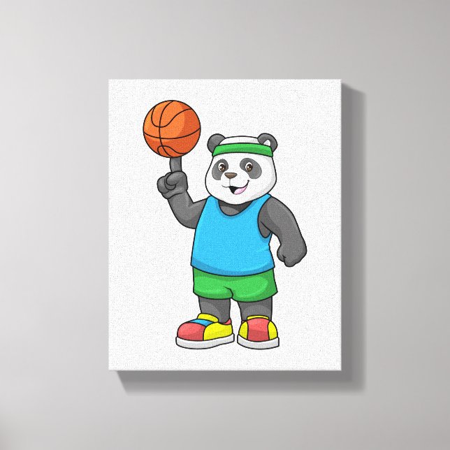 Toile Panda aux sports avec basket-ball (Recto)