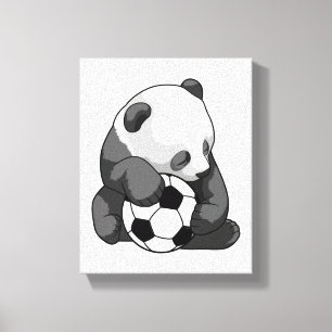 Toile Panda avec balle de football