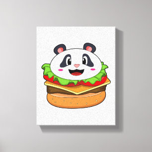 Toile Panda avec hamburger