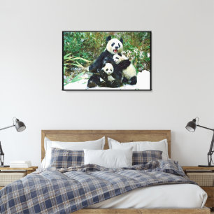Toile Panda avec petits Enveloppés