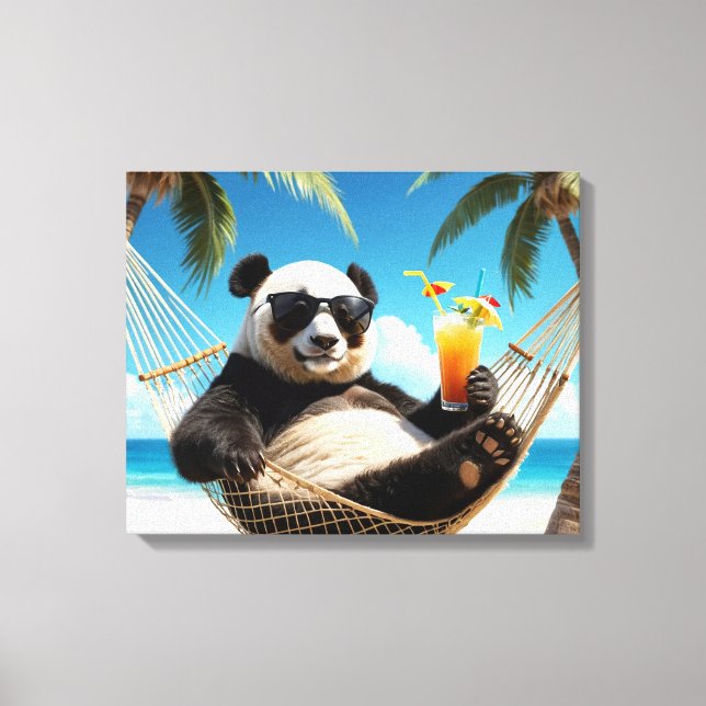 Toile Panda Beach Relaxation (Recto)