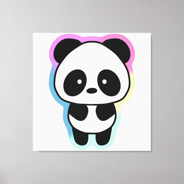 Toile Panda bébé mignonne - Couleurs arc-en-ciel (Recto)