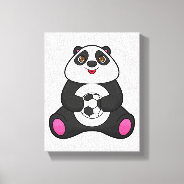 Toile Panda comme joueur de football avec balle de footb (Recto)