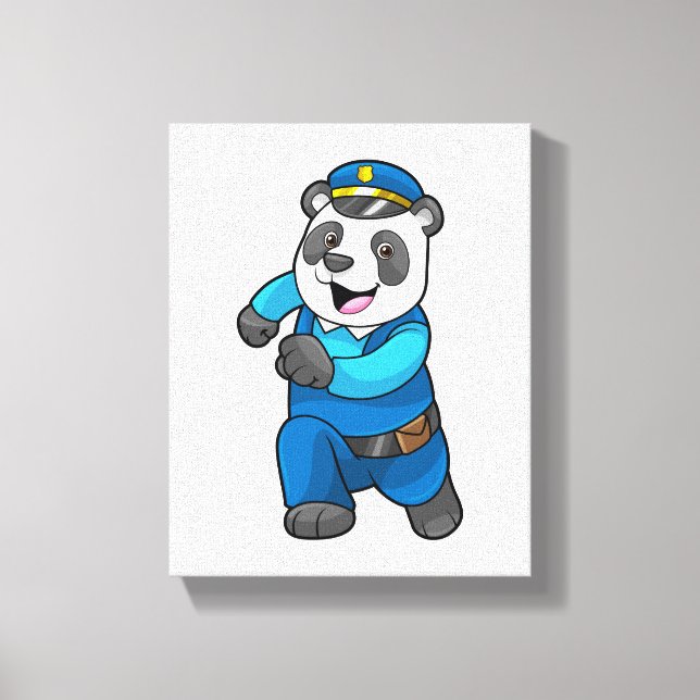 Toile Panda en tant qu'officier de police avec casquette (Recto)