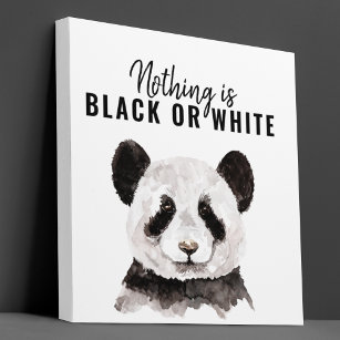 Toile Panda Funky Moderne Noir Et Blanc Avec Citation