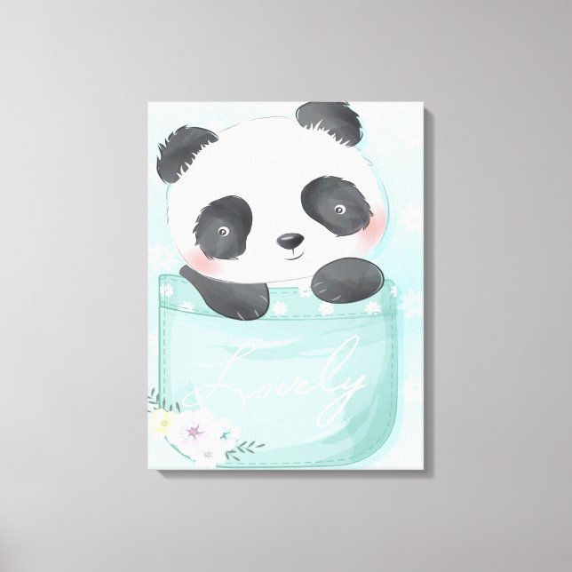 Toile Panda | Panda Mignonne Dans La Poche (Recto)