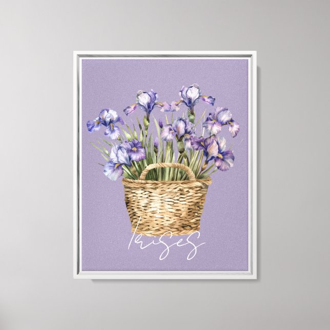 Toile Panier de fleurs d'iris violettes (Recto)