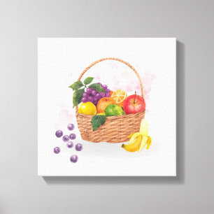 Toile Panier de fruits vibrant en aquarelle