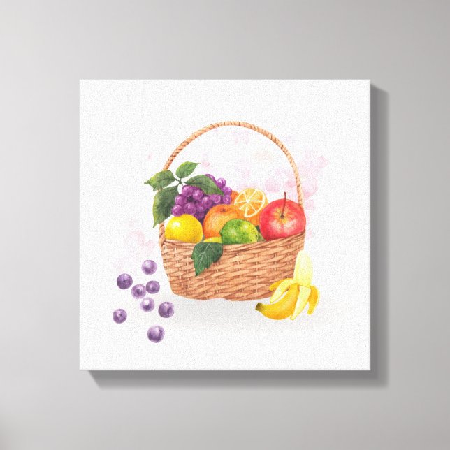 Toile Panier de fruits vibrant en aquarelle (Recto)