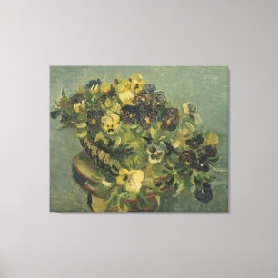 Toile Panier de Pansies Van Gogh sur une petite table
